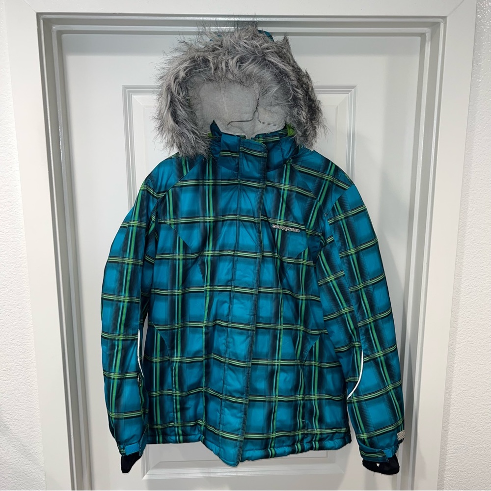 ZeroXPosur green/black Remove FauxFur Hood Parka Snow Jacket Junior Girls 16